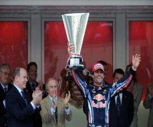 пазл Марк Уэббер праздновал победу в Монте-Карло, Гран-при Монако (2010)